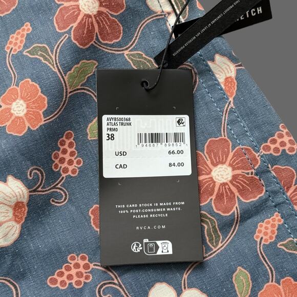 RVCA Men's Fixed Waist 18" Boardshort Altas Trunk Multicolor Floral Size 38 NWT - Picture 4 of 8